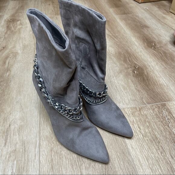 INC International Concepts Women's Taupe Stiletto Reanna Chain Dress Boots sz 5 - Picture 9 of 12